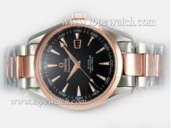 Omega Seamaster Aqua Terra Big Size Automatic Two Tone with Black Tuxedo dial