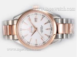 Omega Seamaster Aqua Terra Big Size Automatic Two Tone with White Tuxedo Dial