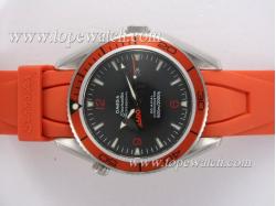 Omega Seamaster Automatic Black Dial with Orange Bezel and Rubber Strap