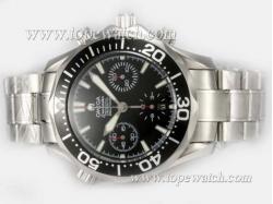 Omega Seamaster Chrono Diver 300m Asia Valjoux 7750 Movement with Black Dial