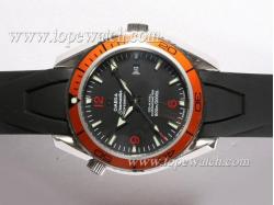 Omega Seamaster Planet Ocean Automatic Black Dial with Orange Bezel-Rubber Strap