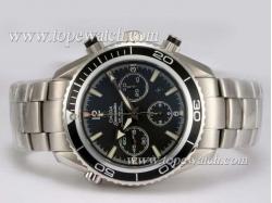 Omega Seamaster Planet Ocean Chronograph Asia Valjoux 7750 Movement S/S -White marking