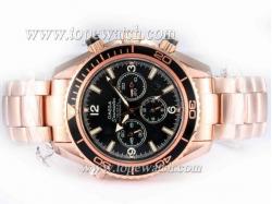 Omega Seamaster Planet Ocean Chronograph Automatic Full Rose Gold with Black Same Chassis As 7750-High Quality