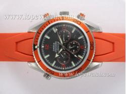 Omega Seamaster Planet Ocean Chronograph Automatic with Orange Bezel and Rubber Strap