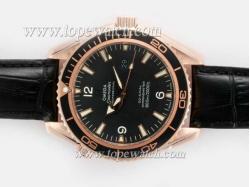 Omega Seamaster Planet Ocean Rose Gold Case with Black Same Chassis As Swiss ETA Version-High Quality