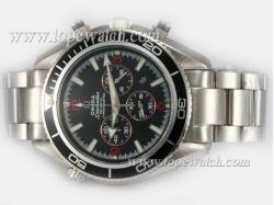 Omega Seamaster Planet Ocean Working Chronograph with Black Bezel-Red marking