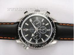 Omega Seamaster Planet Ocean Working Chronograph with Black Bezel and Dial