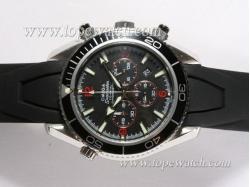 Omega Seamaster Planet Ocean Working Chronograph with Black Bezel and Dial