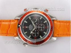 Omega Seamaster Planet Ocean Working Chronograph with Black Dial-Orange Bezel and Strap