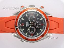 Omega Seamaster Planet Ocean Working Chronograph with Orange Bezel and Rubber Strap