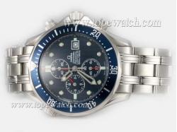 Omega Seamaster Professional Working Chronograph with Blue Dial and Bezel