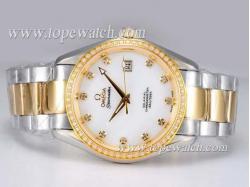 Omega Seamaster Swiss ETA 2836 Movement Two Tone with Diamond Bezel-MOP Dial