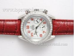 Omega Speedmaster Automatic Diamond Bezel with White Dial Lady Size