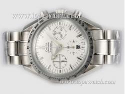 Omega Speedmaster Broad Arrow Chronograph Asia Valjoux 7750 Movement with White Dial