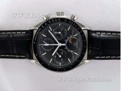 Omega Speedmaster Chronograph Lemania Movement Moonphase with Black Dial and Bezel