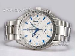 Omega Speedmaster Chronograph Lemania Movement White Dial with Blue Marking