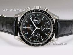 Omega Speedmaster Chronograph Lemania Movement with Black Dial and Bezel