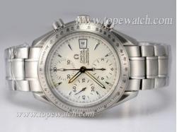 Omega Speedmaster Date Asia Valjoux 7750 Movement AR Coating with White Dial