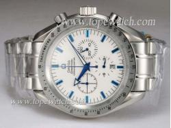 Omega Speedmaster Working Chronograph White Dial with Blue Marking