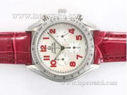 Omega Speedmaster Working Chronograph with White Dial-Red Marking and Strap Lady Size