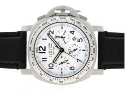 Panerai Luminor Daylight Chronograph Automatic White Dial with Leather Strap-Same Structure As 7750-High Quality