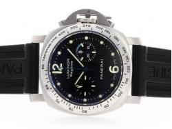 Panerai Luminor Regatta Chronograph Lemania Movement with Black Dial-Rubber Strap