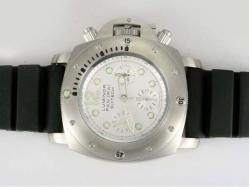 Panerai Luminor Slytech Chronograph Asia Valjoux 7750 Movement White Dial with Rubber Strap