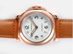 Panerai Luminor Unitas 6497 Movement Rose Gold Case with White Dial-New Version