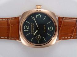 Panerai Radiomir 8 Days Unitas 6497 Movement Manual Winding Rose Gold Case with Black Dial