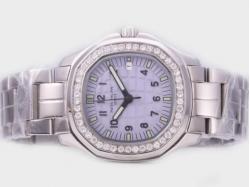 Patek Philippe Aquanut Ref.5067 with Diamond Bezel and Purple Dial