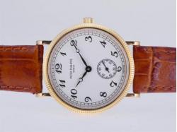 Patek Philippe Calatrava Manual Winding Gold Case with White Dial