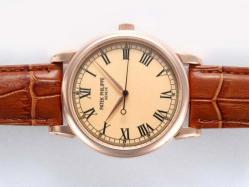 Patek Philippe Calatrava Manual Winding Rose Gold Case-champagne Dial