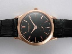 Patek Philippe Calatrava Manual Winding Rose Gold Case with Black Dial