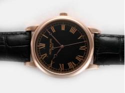 Patek Philippe Calatrava Manual Winding Rose Gold Case with Black Dial