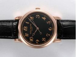 Patek Philippe Calatrava Manual Winding Rose Gold Case with Black Dial