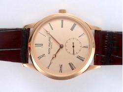 Patek Philippe Calatrava Manual Winding Rose Gold Case with Champagne Dial