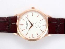 Patek Philippe Calatrava Manual Winding Rose Gold Case with White Dial