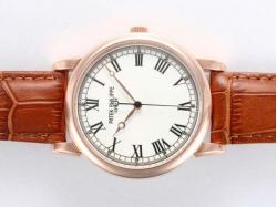 Patek Philippe Calatrava Manual Winding Rose Gold Case with White Dial