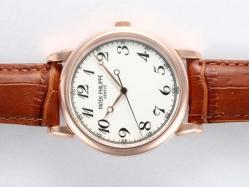 Patek Philippe Calatrava Manual Winding Rose Gold Case with White Dial