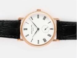 Patek Philippe Calatrava Manual Winding Rose Gold Casing with White Dial