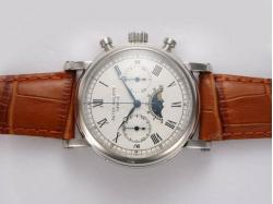 Patek Philippe Classic Chronograph Lemania Movement Moonphase with White Dial