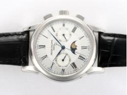 Patek Philippe Classic Chronograph Lemania Movement Moonphase with White Dial