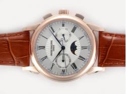 Patek Philippe Classic Chronograph Lemania Movement Rose Gold Case with White Dial