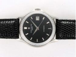 Patek Philippe Classic Swiss ETA 2836 Movement Diamond Bezel with Black Dial