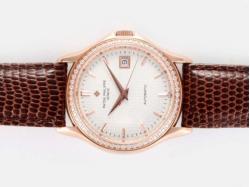 Patek Philippe Classic Swiss ETA 2836 Movement Rose Gold Case Diamond Bezel with White Dial