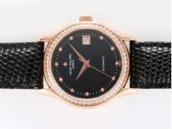 Patek Philippe Classic Swiss ETA 2836 Movement Rose Gold Diamond Case Marking and Bezel with Black Dial