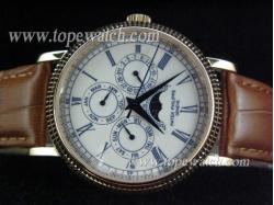 Patek Philippe PP-105 ROSE GOLD CASE WHITE ROMAN AUTO BROWN