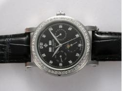 Patek Philippe Perpetual Calendar Automatic Diamond Bezel and Marking with Black Dial