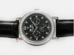 Patek Philippe Perpetual Calendar Automatic Diamond Marking and Bezel with Black Dial