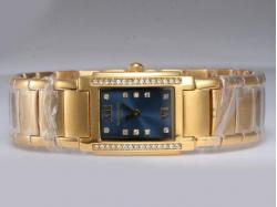 Patek Philippe Twenty-4 Full Gold with Diamond Bezel and Marking-Blue Dial Lady Size